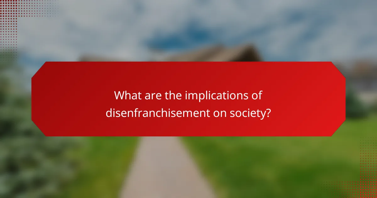 What are the implications of disenfranchisement on society?