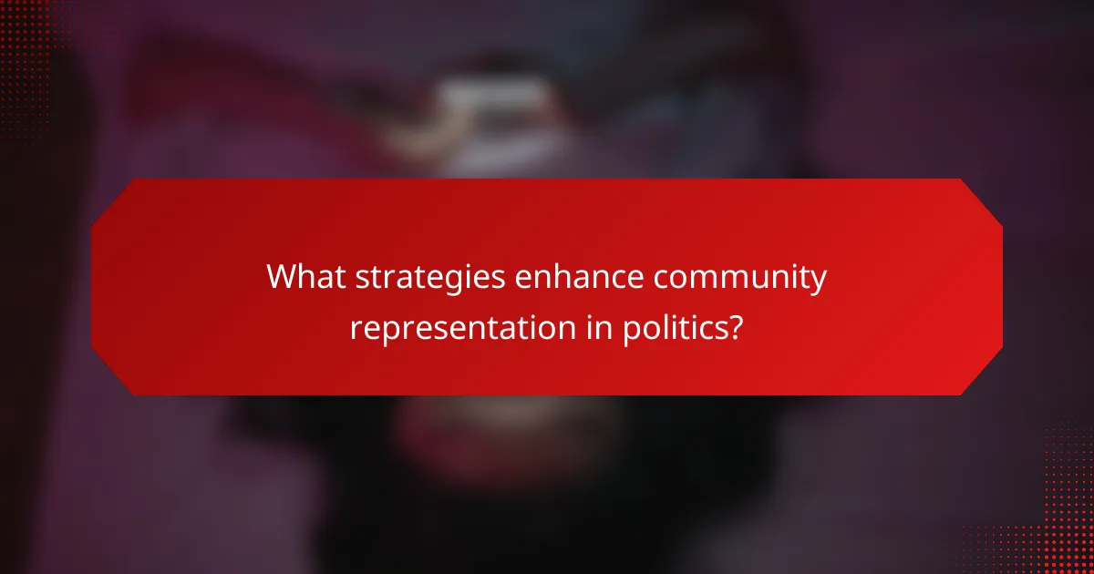 What strategies enhance community representation in politics?